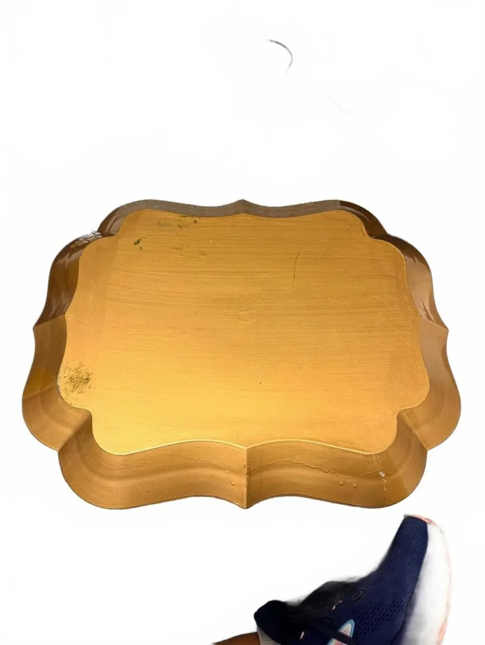 Vintage Gold Decorative Serving Tray with Scalloped Edges